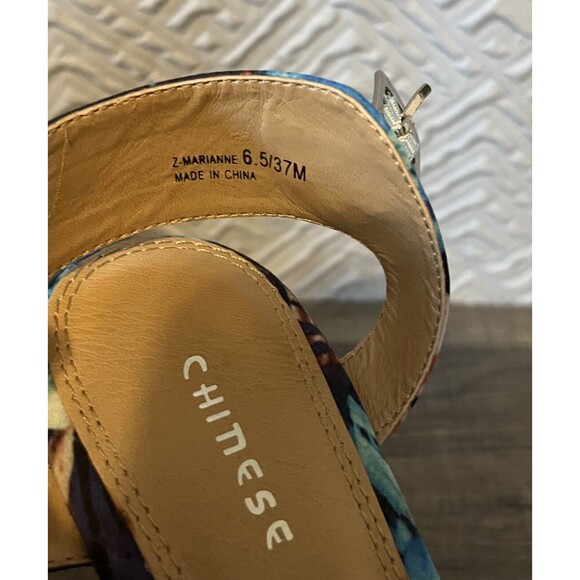CHINESE LAUNDRY Floral Marianne Platform Wedge Sandals Womens Size 6.5 Boho Chic - Picture 6 of 10